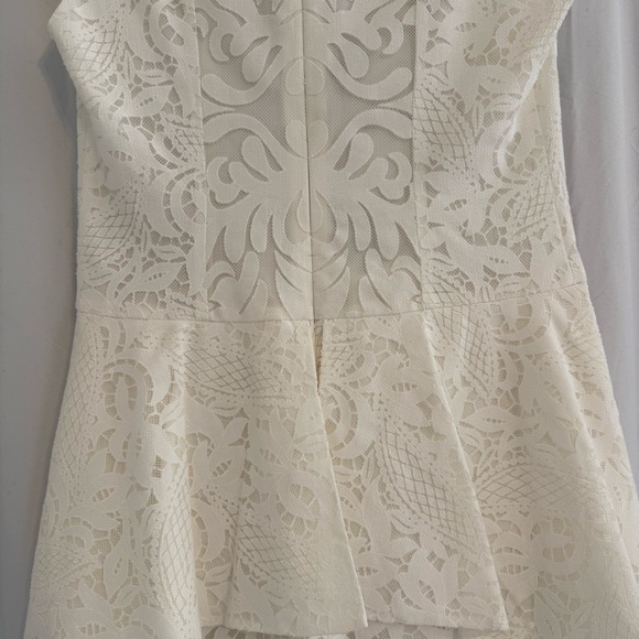 BCBG Max Azria Isabel White Lace Peplum Dress Sleeveless Women’s 4 Formal - Picture 9 of 11